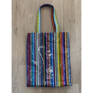 NWOT Paperchase Reusable Lined Multicolored Striped Tote Bag